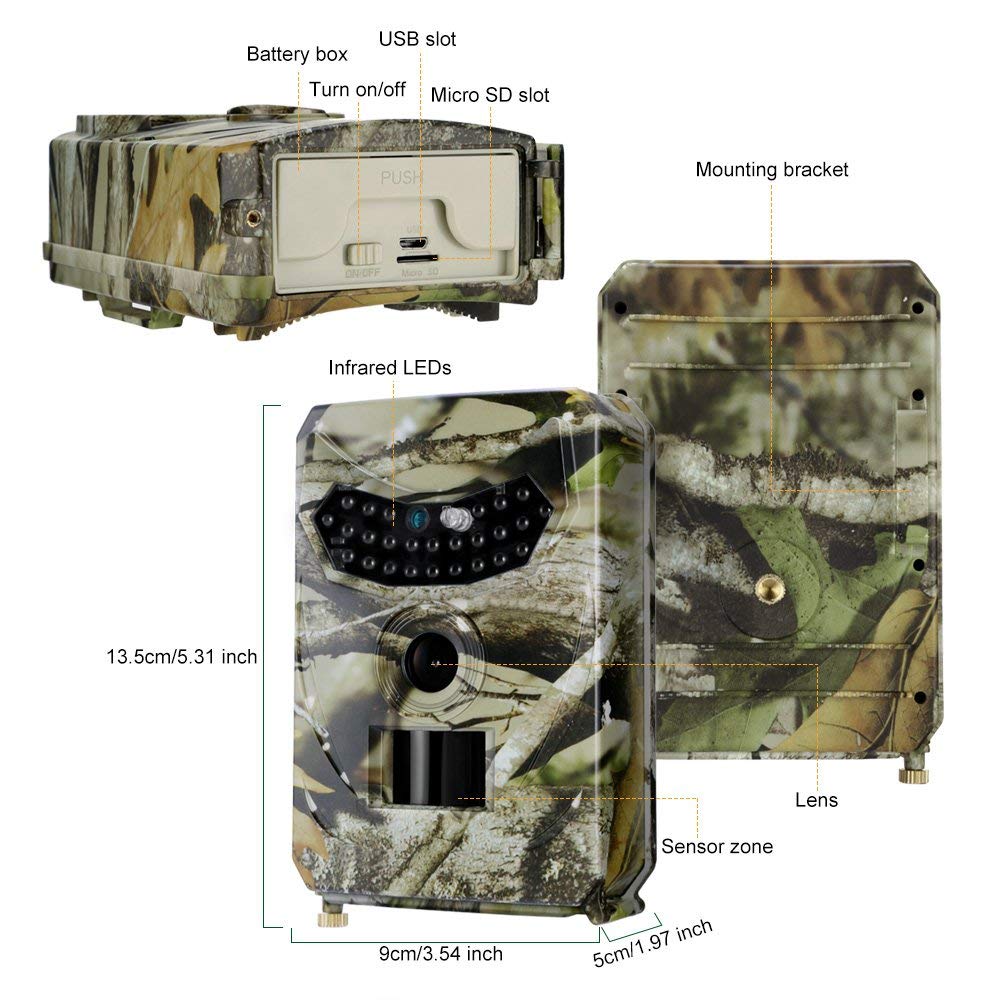 Trail camera with SD card in cheap price for wild deer hunting day and night